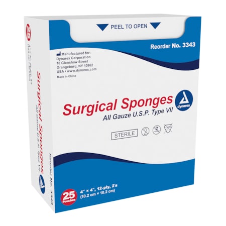 Surgical Gauze Sponge Sterile 2's 4x 4 8 Ply